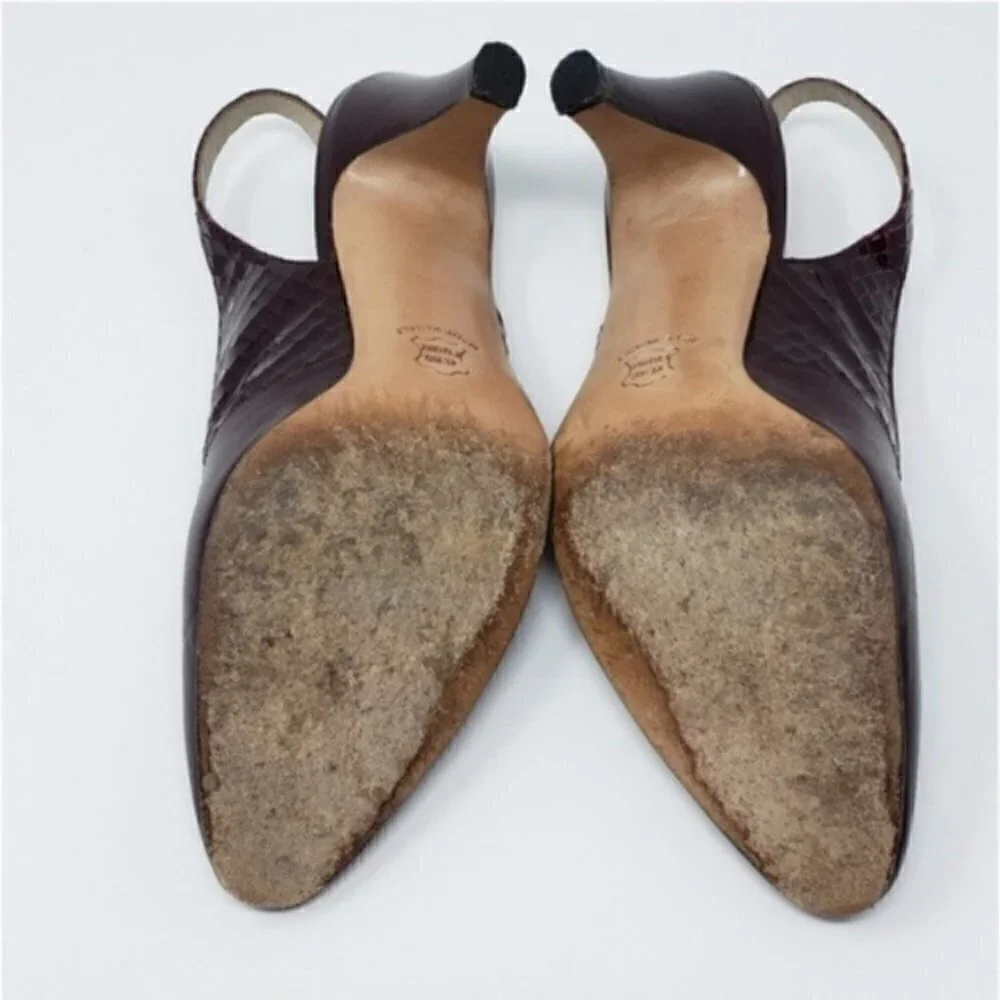 Vintage Salvatore Ferragamo Brown Classic Slingback Heels Size 6B